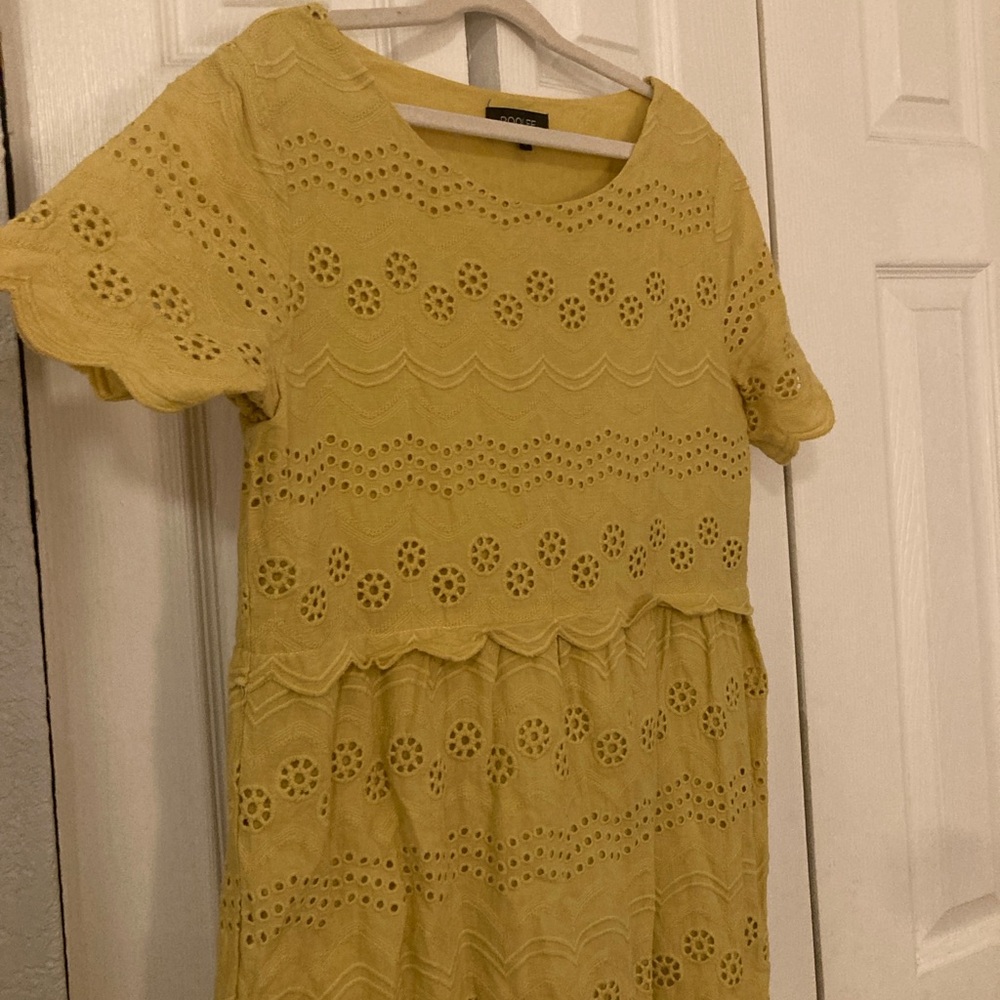 Roolee Yellow Eyelet Midi Dress